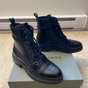 AllSaints Donita Stamp boots in black leather, size 9/EU 39